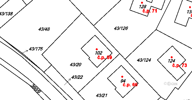 Třebeň 69, Katastrální mapa