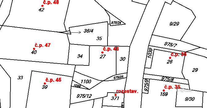 Český Herálec 46, Herálec na parcele st. 27 v KÚ Český Herálec, Katastrální mapa
