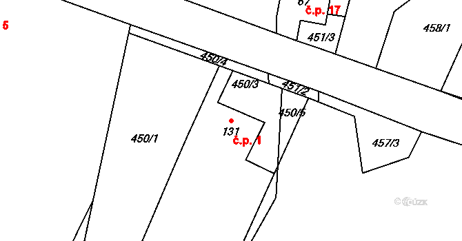 Jimramovské Paseky 1, Nový Jimramov na parcele st. 131 v KÚ Nový Jimramov, Katastrální mapa