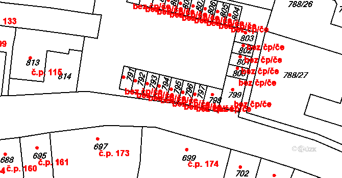Proboštov 45118370 na parcele st. 795 v KÚ Proboštov u Teplic, Katastrální mapa