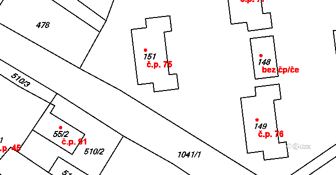 Leskovec 75, Březová na parcele st. 151 v KÚ Leskovec u Vítkova, Katastrální mapa