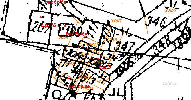 Kašava 47867370 na parcele st. 107 v KÚ Kašava, Katastrální mapa