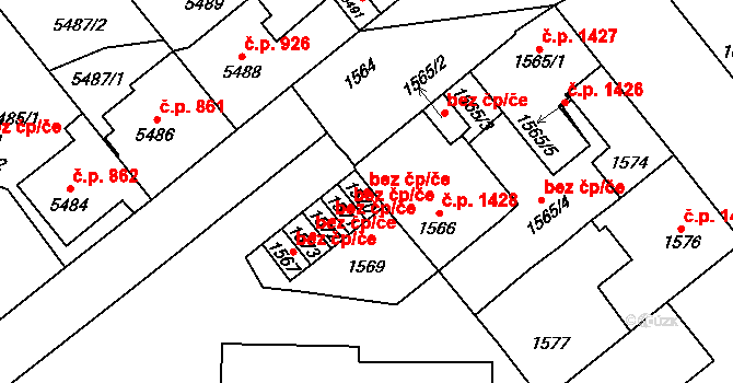 Kladno 48000370 na parcele st. 1570 v KÚ Kročehlavy, Katastrální mapa