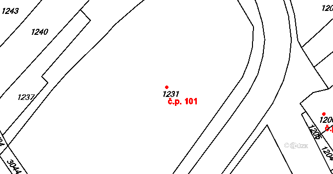 Nivnice 101 na parcele st. 1231 v KÚ Nivnice, Katastrální mapa