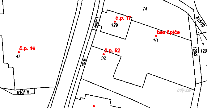 Holešovice 52, Chroustovice na parcele st. 1/2 v KÚ Holešovice u Chroustovic, Katastrální mapa