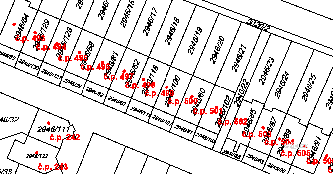 Choceňské Předměstí 500, Vysoké Mýto na parcele st. 2946/100 v KÚ Vysoké Mýto, Katastrální mapa