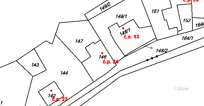 Beroun-Hostim 24, Beroun na parcele st. 146 v KÚ Hostim u Berouna, Katastrální mapa
