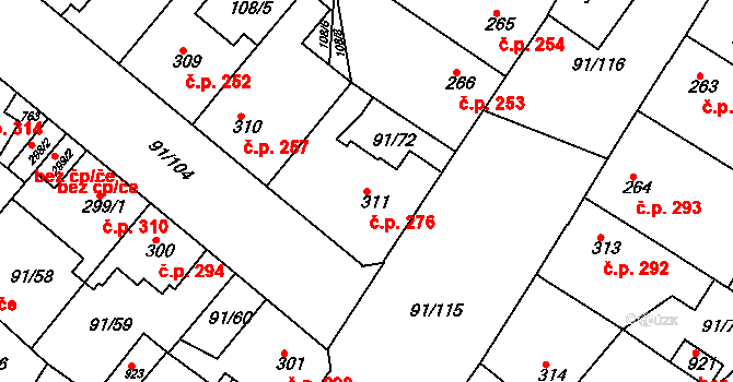 Mikovice 276, Kralupy nad Vltavou na parcele st. 311 v KÚ Mikovice u Kralup nad Vltavou, Katastrální mapa