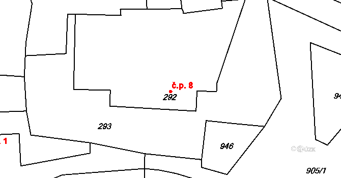 Mrchojedy 8, Meclov na parcele st. 292 v KÚ Mrchojedy, Katastrální mapa
