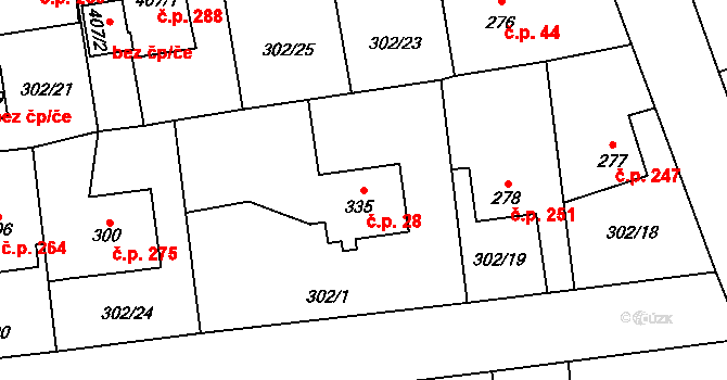 Velká Ves 28, Broumov na parcele st. 335 v KÚ Velká Ves u Broumova, Katastrální mapa