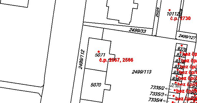 Zelené Předměstí 2566,2567, Pardubice na parcele st. 5070 v KÚ Pardubice, Katastrální mapa