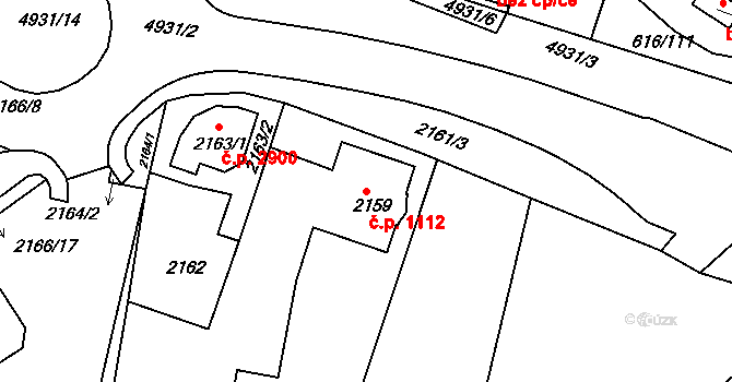 Louny 1112 na parcele st. 2159 v KÚ Louny, Katastrální mapa
