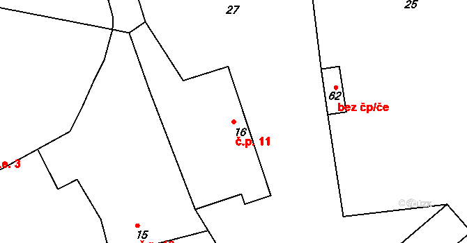 Římovice 11, Golčův Jeníkov na parcele st. 16 v KÚ Římovice, Katastrální mapa