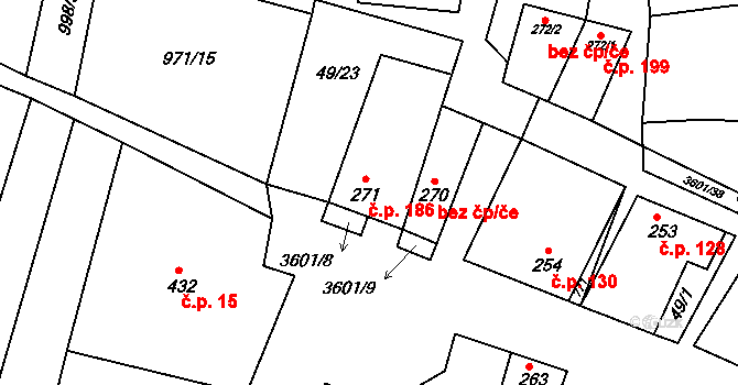 Brumovice 186 na parcele st. 271 v KÚ Brumovice, Katastrální mapa