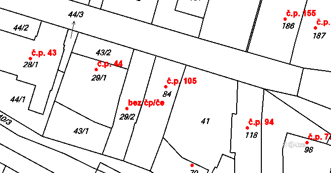 Žopy 105, Holešov na parcele st. 84 v KÚ Žopy, Katastrální mapa