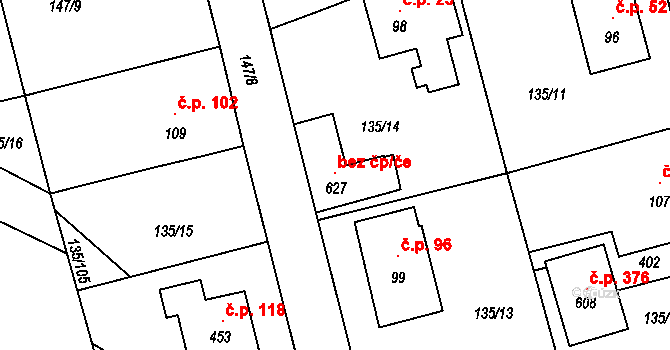 Postřižín 106533371 na parcele st. 627 v KÚ Postřižín, Katastrální mapa