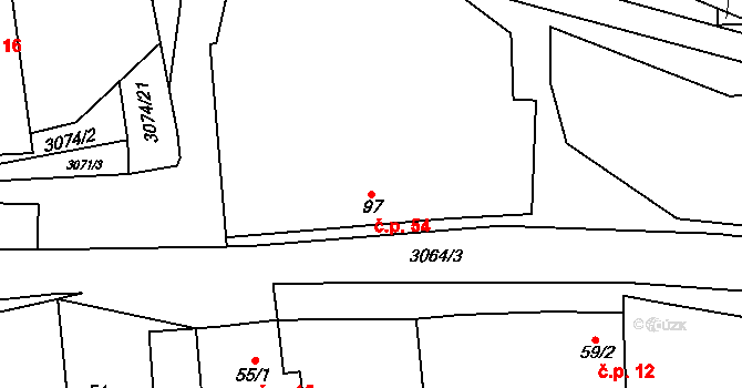 Lančov 54 na parcele st. 97 v KÚ Lančov, Katastrální mapa