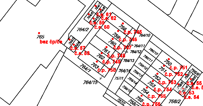Moravský Krumlov 749 na parcele st. 762 v KÚ Moravský Krumlov, Katastrální mapa