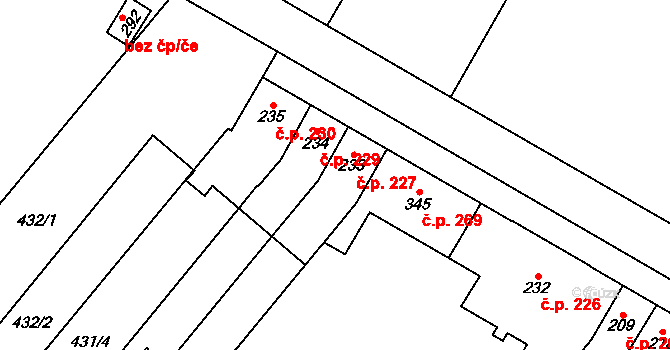 Přerov III-Lověšice 227, Přerov na parcele st. 233 v KÚ Lověšice u Přerova, Katastrální mapa