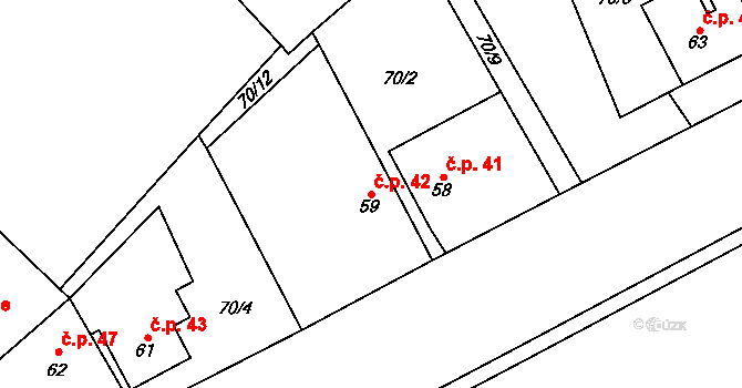 Štipoklasy 42 na parcele st. 59 v KÚ Štipoklasy u Černín, Katastrální mapa