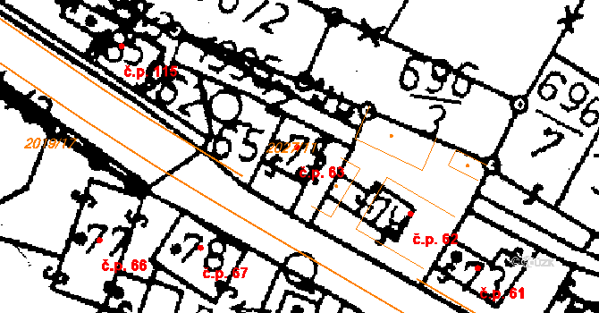 Kácov 63 na parcele st. 75 v KÚ Kácov, Katastrální mapa