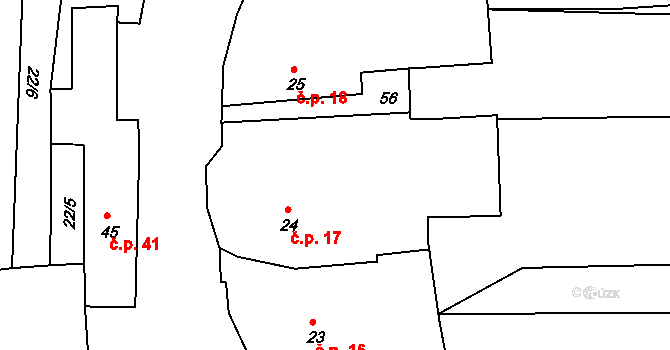 Snopoušovy 17, Dolní Lukavice na parcele st. 24 v KÚ Snopoušovy, Katastrální mapa