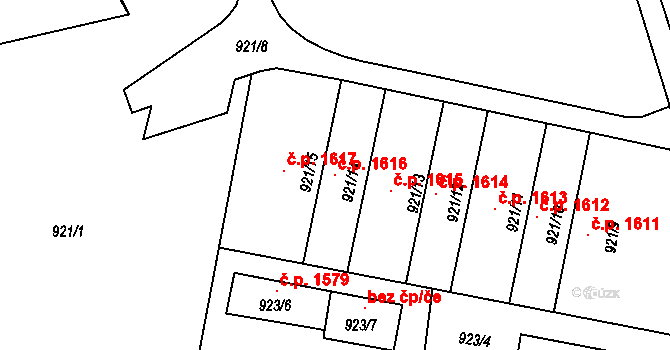 Lutyně 1616, Orlová na parcele st. 921/14 v KÚ Horní Lutyně, Katastrální mapa