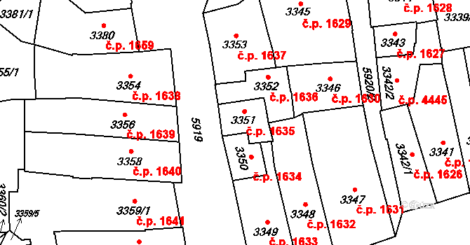 Jihlava 1635 na parcele st. 3351 v KÚ Jihlava, Katastrální mapa
