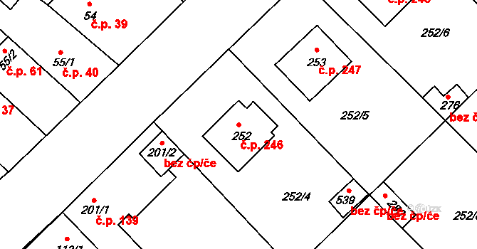 Braškov 246 na parcele st. 252 v KÚ Braškov, Katastrální mapa