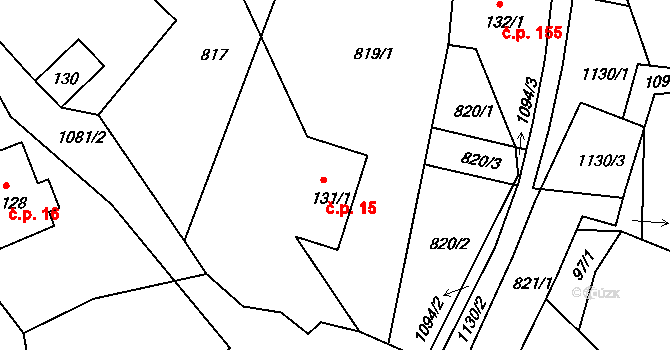 Petrovice 15, Jablonné v Podještědí na parcele st. 131/1 v KÚ Petrovice v Lužických horách, Katastrální mapa