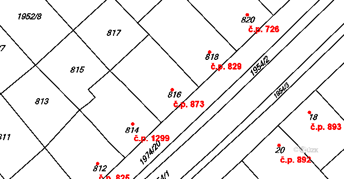 Mistřín 873, Svatobořice-Mistřín na parcele st. 816 v KÚ Mistřín, Katastrální mapa