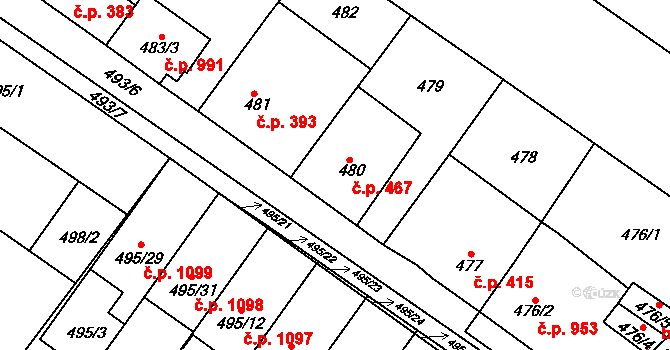 Svatobořice 467, Svatobořice-Mistřín na parcele st. 480 v KÚ Svatobořice, Katastrální mapa