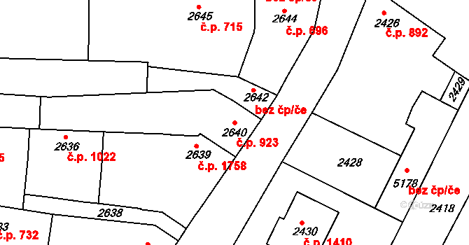 Vracov 923 na parcele st. 2640 v KÚ Vracov, Katastrální mapa