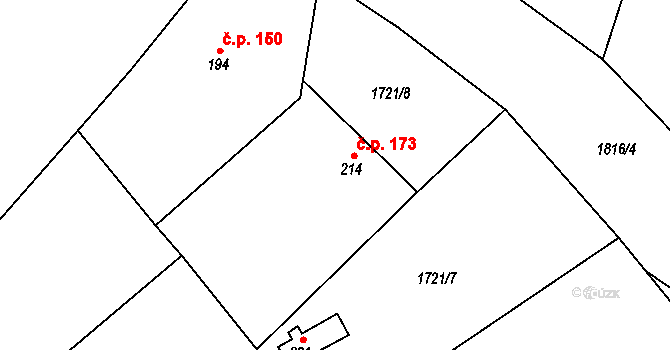 Nové Heřminovy 173 na parcele st. 214 v KÚ Nové Heřminovy, Katastrální mapa
