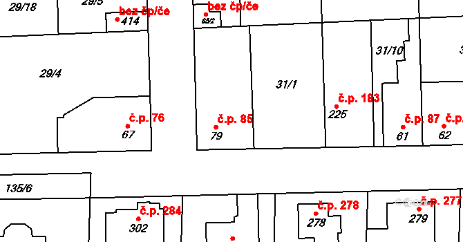 Hovorčovice 85 na parcele st. 79 v KÚ Hovorčovice, Katastrální mapa