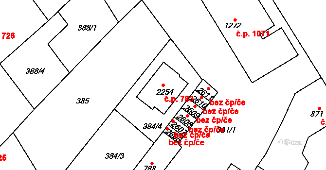 Lomnice nad Popelkou 783 na parcele st. 2254 v KÚ Lomnice nad Popelkou, Katastrální mapa