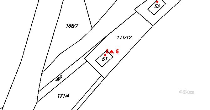 Blažov 5, Bouzov na parcele st. 51 v KÚ Blažov, Katastrální mapa