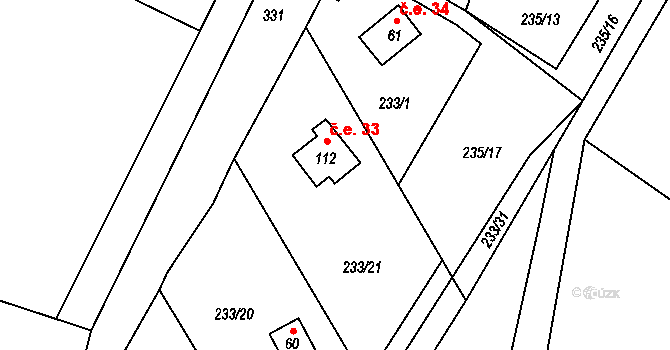 Karlov 33, Paseka na parcele st. 112 v KÚ Karlov u Paseky, Katastrální mapa