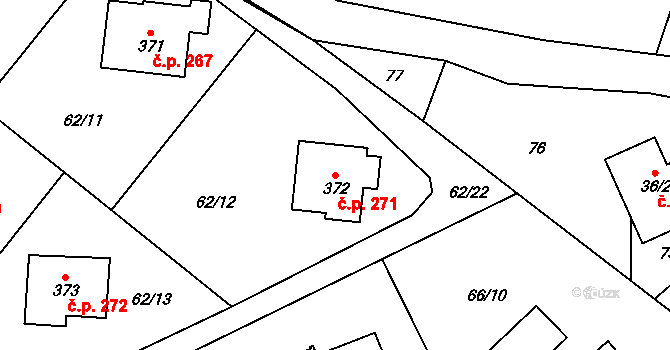 Chuchelna 271 na parcele st. 372 v KÚ Chuchelna, Katastrální mapa