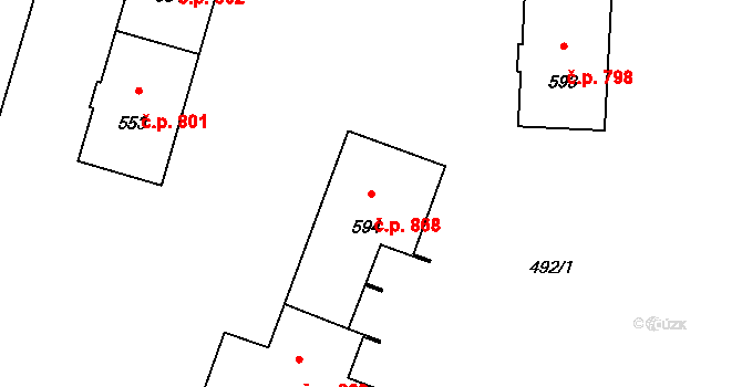 Lutyně 868, Orlová na parcele st. 594 v KÚ Horní Lutyně, Katastrální mapa