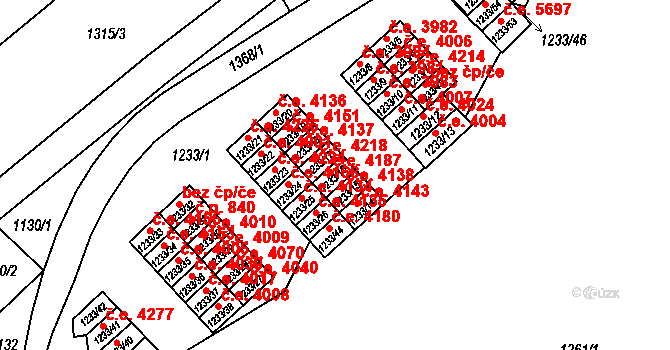 Bukov 4187, Ústí nad Labem na parcele st. 1233/16 v KÚ Bukov, Katastrální mapa