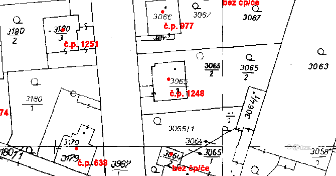 Poděbrady III 1248, Poděbrady na parcele st. 3065/3 v KÚ Poděbrady, Katastrální mapa