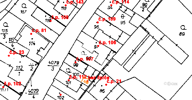 Poděbrady II 106, Poděbrady na parcele st. 97 v KÚ Poděbrady, Katastrální mapa