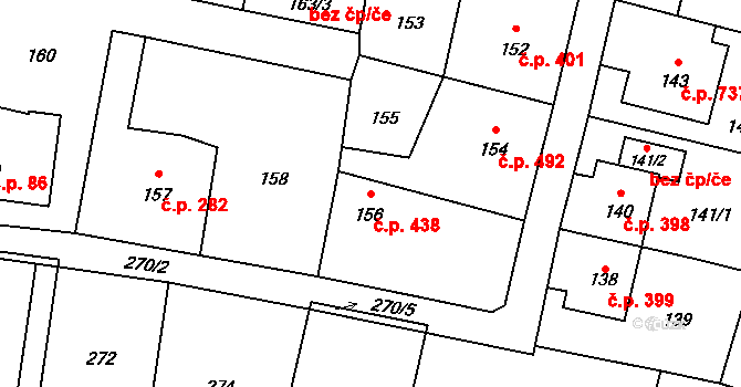 Skřečoň 438, Bohumín na parcele st. 156 v KÚ Skřečoň, Katastrální mapa