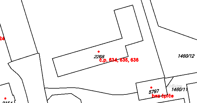 Chrudim III 634,635,636, Chrudim na parcele st. 2268 v KÚ Chrudim, Katastrální mapa