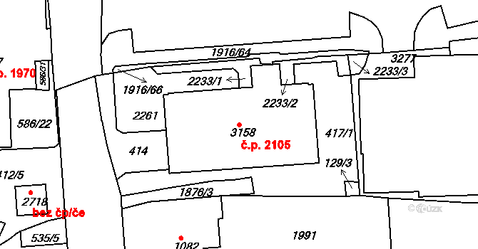 Předměstí 2105, Svitavy na parcele st. 3158 v KÚ Svitavy-předměstí, Katastrální mapa