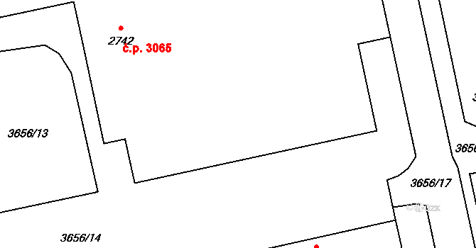 Břeclav 3065 na parcele st. 2742 v KÚ Břeclav, Katastrální mapa