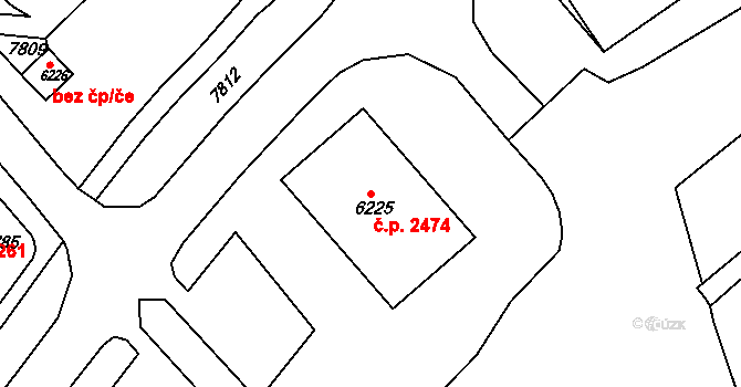 Líšeň 2474, Brno na parcele st. 6225 v KÚ Líšeň, Katastrální mapa