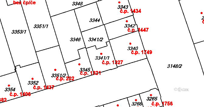 Královo Pole 1327, Brno na parcele st. 3341/1 v KÚ Královo Pole, Katastrální mapa