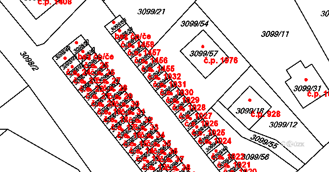 Pelhřimov 1029 na parcele st. 3099/48 v KÚ Pelhřimov, Katastrální mapa
